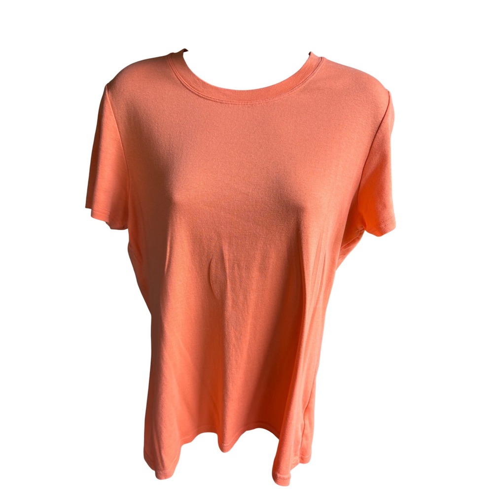 Eddie Bauer Womens Coral Orange Cotton Modal Short Sleeve Crew Neck T-Shirt L